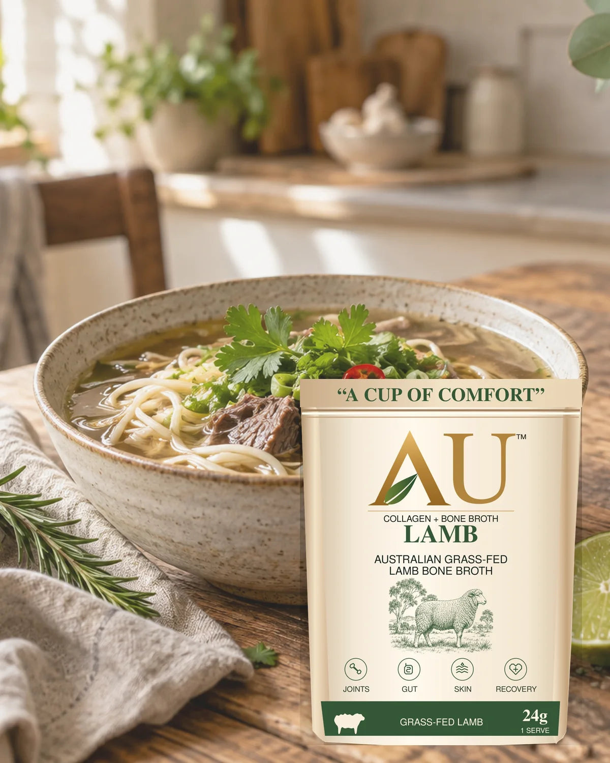 Herby lamb broth mug