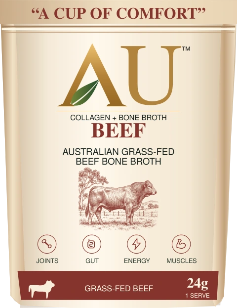 AU Beef Collagen Bone Broth beige pouch