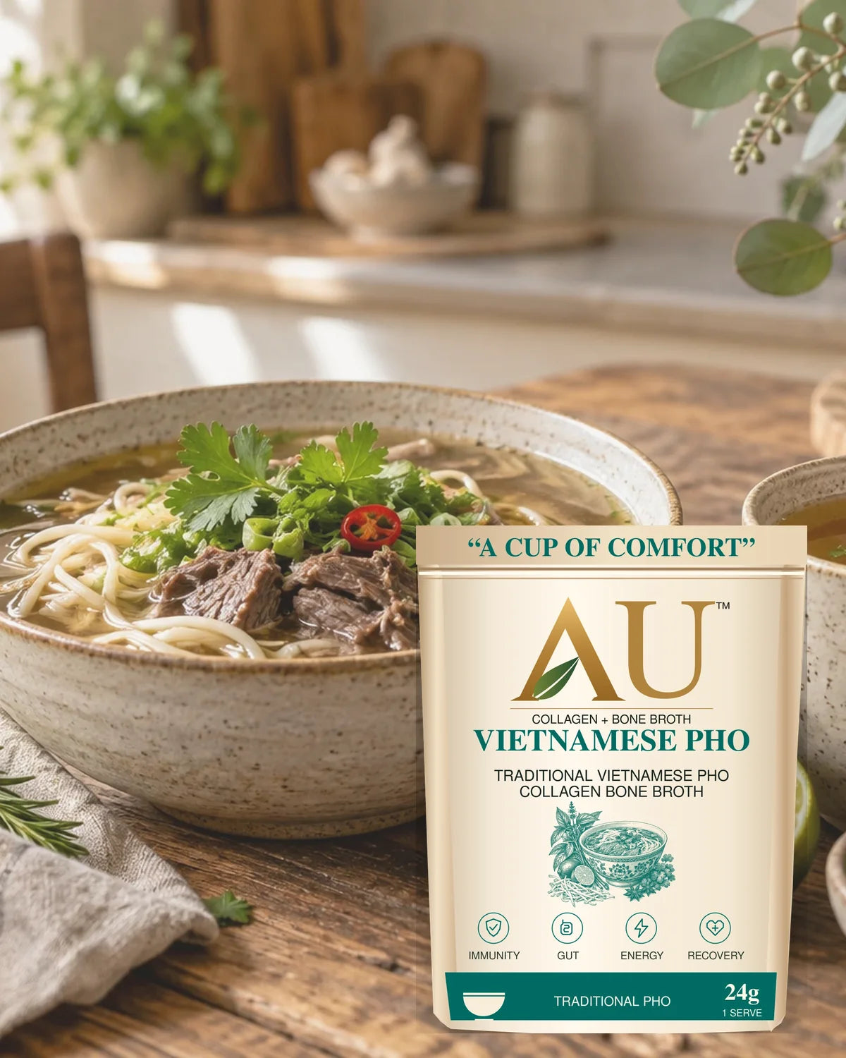 Vietnamese pho inspired desk lunch